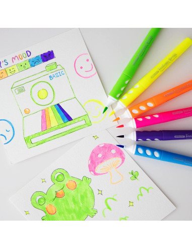 Marcadores de Pincel BAZIC 6 Colores Neón Lavables 0.4mm