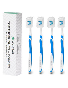 Paquete de 4 Cepillos de Dientes Avistar - Cerdas Medias - Azul