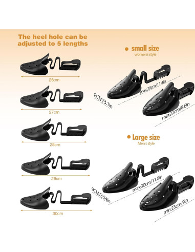 Árboles para Zapatos Ajustables 3 Pares Hombre Mujer Negro