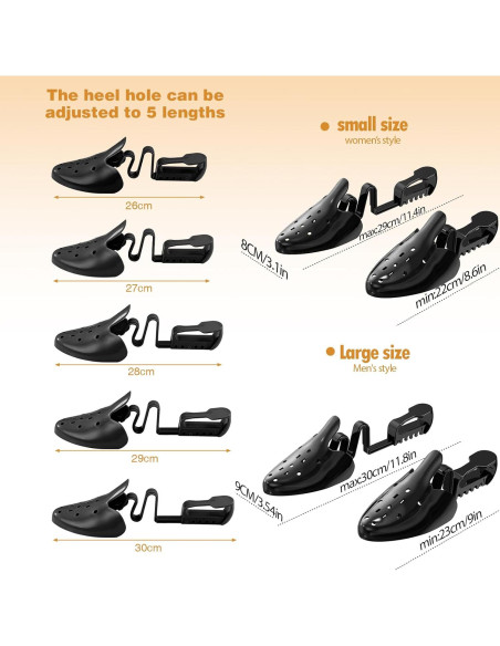 Árboles para Zapatos Ajustables 3 Pares Hombre Mujer Negro