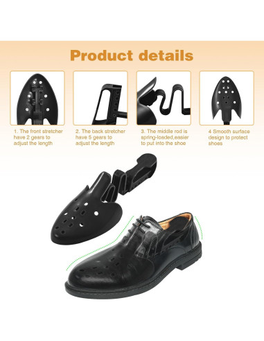 Árboles para Zapatos Ajustables 3 Pares Hombre Mujer Negro