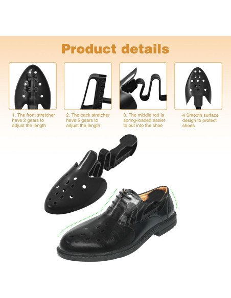 Árboles para Zapatos Ajustables 3 Pares Hombre Mujer Negro