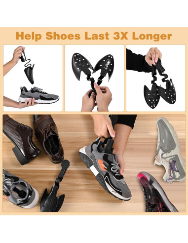 Árboles para Zapatos Ajustables 3 Pares Hombre Mujer Negro