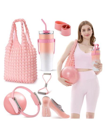 Kit de Pilates Poen 7 Pcs Rosa para Entrenamiento en Casa