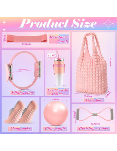 Kit de Pilates Poen 7 Pcs Rosa para Entrenamiento en Casa 2