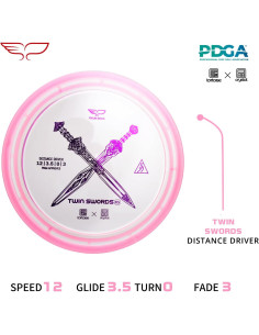 Disco de Golf Yikun Twin Swords 170-175g Rosa Transparente 2