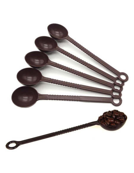 Cucharas Medidoras de Plástico 10 Piezas 21cm Marrón Oscuro