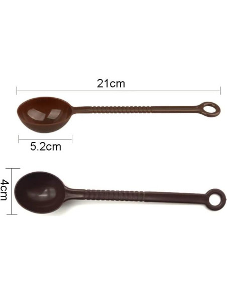 Cucharas Medidoras de Plástico 10 Piezas 21cm Marrón Oscuro
