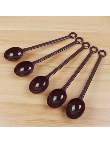 Cucharas Medidoras de Plástico 10 Piezas 21cm Marrón Oscuro