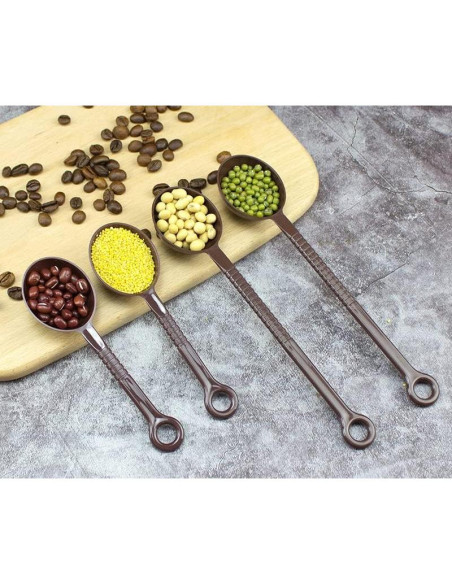 Cucharas Medidoras de Plástico 10 Piezas 21cm Marrón Oscuro