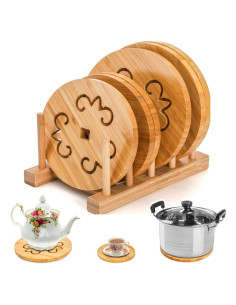 Conjunto de 6 Posavasos de Bambú Natural AVLA Antideslizantes