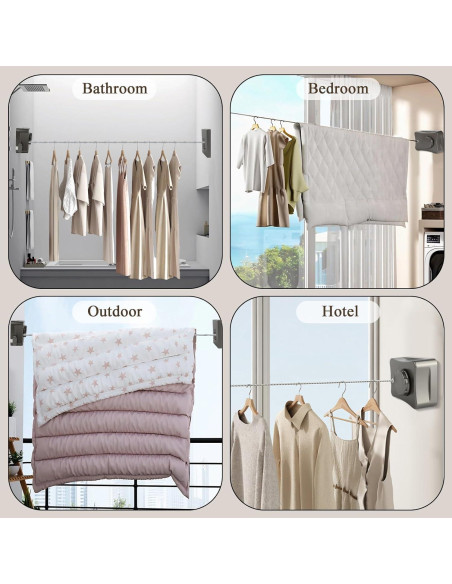 Cuerda de Ropa Retráctil LPZNUYVC de Acero Inoxidable 18.14 kg