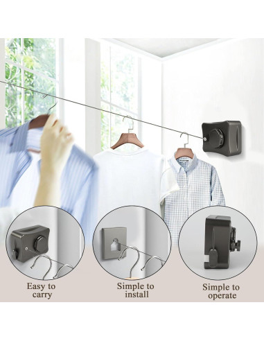 Cuerda de Ropa Retráctil LPZNUYVC de Acero Inoxidable 18.14 kg