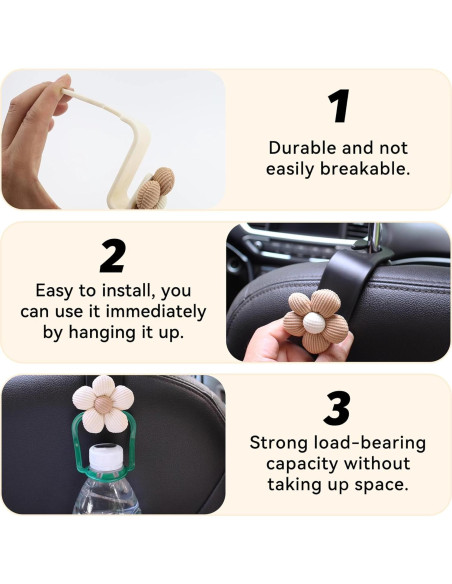 Ganchos para Reposacabezas de Coche Alieemo 4PCS Naranja/Blanco