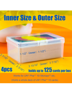 Estuche para Cartas JINUPHION 4 Pcs Transparente 125 Cartas 2