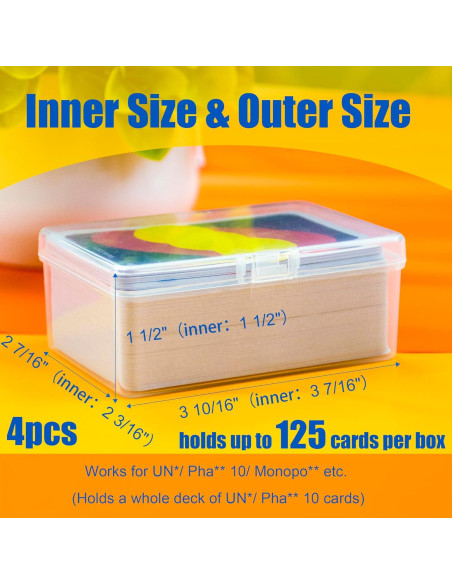 Estuche para Cartas JINUPHION 4 Pcs Transparente 125 Cartas