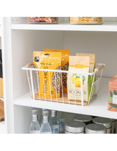 Cesta de Alambre y Madera Diseño Inteligente 32.4x21.6x15.2 cm 2