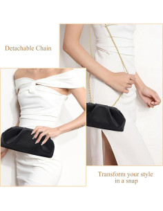 Bolso Clutch de Cuero Vegano para Mujeres - Negro - 26.67x15.24cm 2