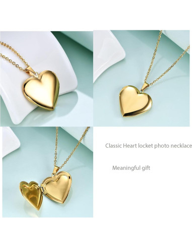 Collar Locket Corazón Acero Inoxidable GIVUFUN 60 cm