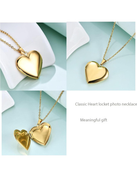 Collar Locket Corazón Acero Inoxidable GIVUFUN 60 cm