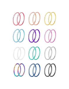 Aros de Nariz Acero Inoxidable 20G 8mm Set 12 Colores