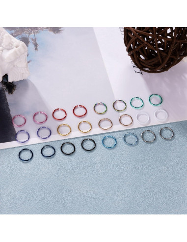 Aros de Nariz Acero Inoxidable 20G 8mm Set 12 Colores