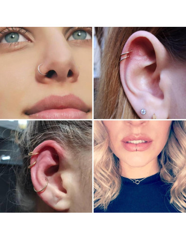 Aros de Nariz Acero Inoxidable 20G 8mm Set 12 Colores