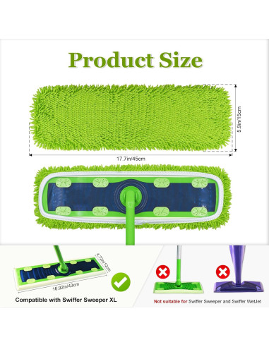 Paños de trapeador XL DLAIMI, 4 unidades, microfibra reutilizables