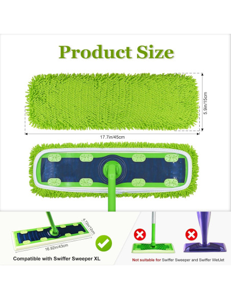 Paños de trapeador XL DLAIMI, 4 unidades, microfibra reutilizables