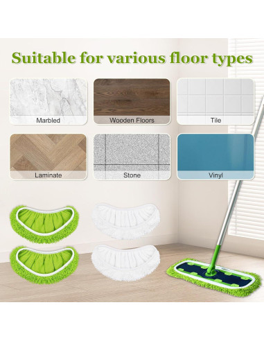 Paños de trapeador XL DLAIMI, 4 unidades, microfibra reutilizables