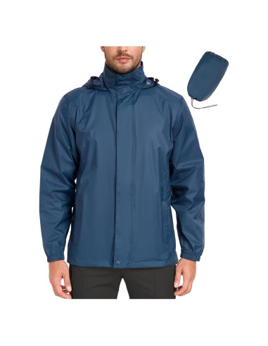 Chaqueta Impermeable MANSDOUR para Hombres Plegable Ligera Azul