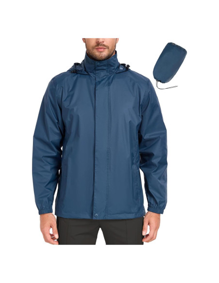Chaqueta Impermeable MANSDOUR para Hombres Plegable Ligera Azul