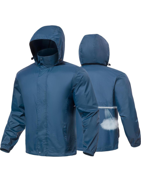 Chaqueta Impermeable MANSDOUR para Hombres Plegable Ligera Azul