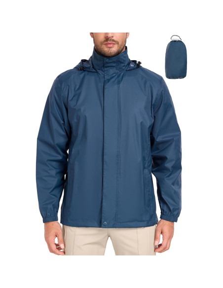Chaqueta Impermeable MANSDOUR para Hombres Plegable Ligera Azul