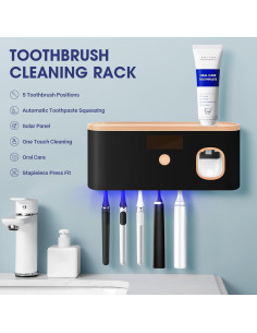 Soporte Esterilizador Cepillos de Dientes Recargable Negro 2