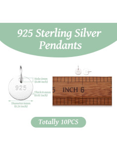 Encantos de Plata de Ley 925 Craftdady - 10 Piezas 6mm 2