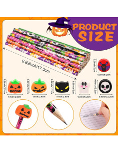 30 Lápices de Halloween FOIMAS con Borradores de Calabaza 2