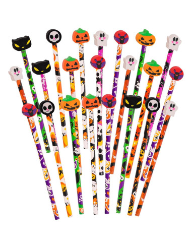 30 Lápices de Halloween FOIMAS con Borradores de Calabaza