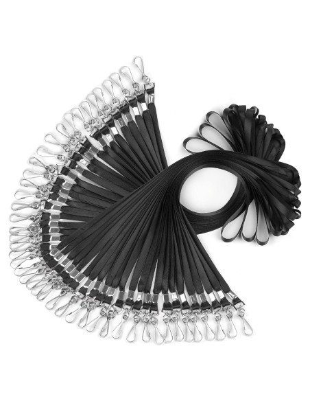 Cintas de Cuello PEASUG 50 Unidades Negras con Clip Giratorio