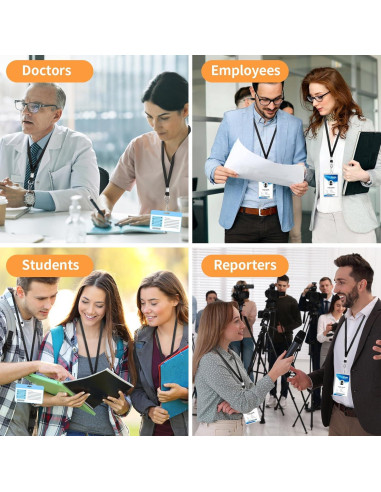 Cintas de Cuello PEASUG 50 Unidades Negras con Clip Giratorio