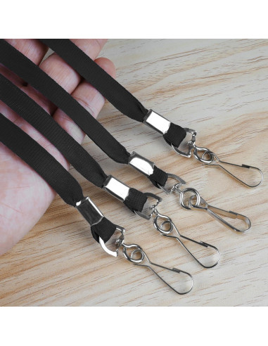 Cintas de Cuello PEASUG 50 Unidades Negras con Clip Giratorio