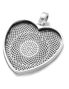 24 Bandejas Colgantes Corazón Plata Antigua 25mm AKOAK