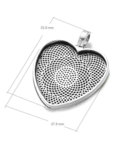 24 Bandejas Colgantes Corazón Plata Antigua 25mm AKOAK