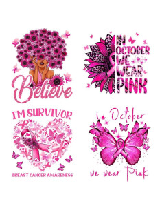 4 Parches de Transferencia de Calor KOLONAMS Cinta Rosa para Ropa