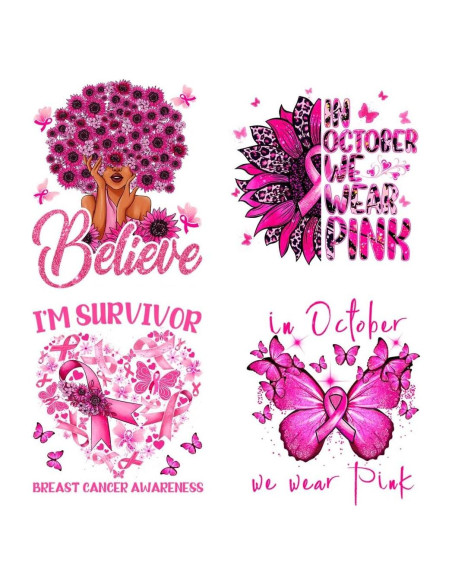 4 Parches de Transferencia de Calor KOLONAMS Cinta Rosa para Ropa