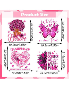 4 Parches de Transferencia de Calor KOLONAMS Cinta Rosa para Ropa 2