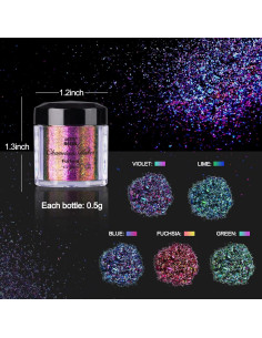 Escamas Camaleón LET'S RESIN - Polvo de Pigmento Cromado 5 Colores 2