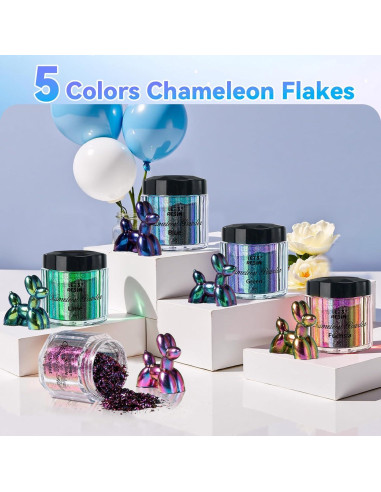 Escamas Camaleón LET'S RESIN - Polvo de Pigmento Cromado 5 Colores