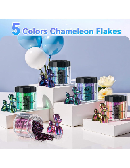 Escamas Camaleón LET'S RESIN - Polvo de Pigmento Cromado 5 Colores