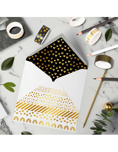 Cinta Washi Decorativa Whaline 12 Rollos Hoja de Oro 1.52cm